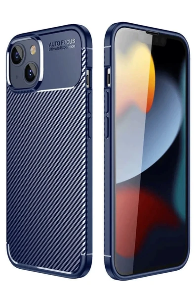 Mey İthalat®   iPhone 14 Kılıf Auto Focus Karbon Kapak - Lacivert ürün görseli 1