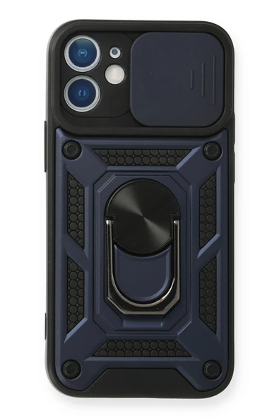 Mey İthalat®   iPhone 12 Mini Kılıf Pars Lens Yüzüklü Silikon - Lacivert ürün görseli 1
