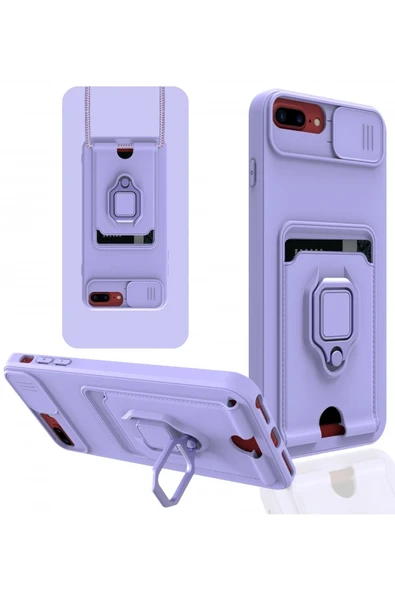 Mey İthalat®   iPhone 7 Plus Kılıf Zuma Kartvizitli Yüzüklü Silikon - Lila ürün görseli 1