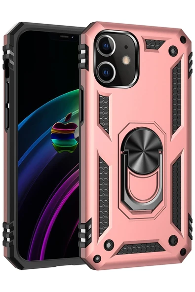 Mey İthalat®   iPhone 12 Mini Kılıf Sofya Yüzüklü Silikon Kapak - Rose ürün görseli 1