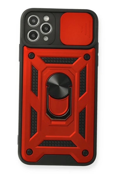 Mey İthalat®   iPhone 11 Pro Max Kılıf Pars Lens Yüzüklü Silikon - Kırmızı ürün görseli 1