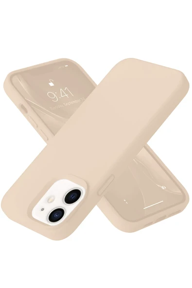 Mey İthalat®   iPhone 12 Kılıf Nano içi Kadife Silikon - Pudra ürün görseli 1