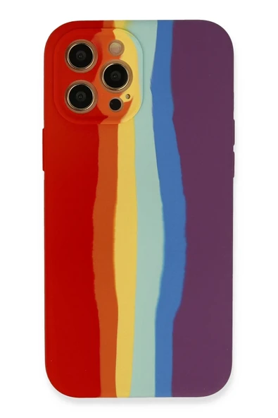 Mey İthalat®   iPhone 12 Pro Max Kılıf Ebruli Lansman Silikon - Kırmızı-Mor ürün görseli 1