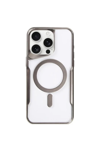 Mey İthalat®   iPhone 14 Pro Kılıf Boyi Magsafe Silikon Kapak - Titan Gri ürün görseli 1