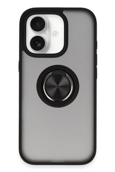 Mey İthalat®   iPhone 16 Kılıf Montreal Yüzüklü Silikon Kapak - Siyah ürün görseli 1