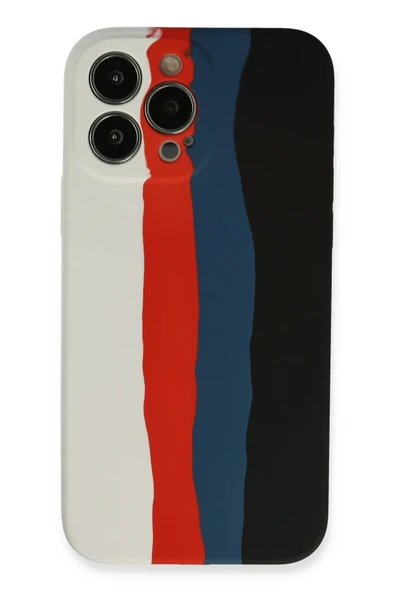 Mey İthalat®   iPhone 13 Pro Kılıf Ebruli Lansman Silikon - Beyaz-Siyah ürün görseli 1