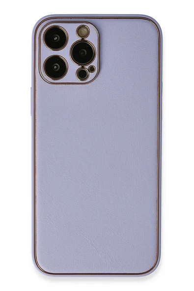 Mey İthalat®   iPhone 13 Pro Kılıf Coco Deri Silikon Kapak - Açık Lila ürün görseli 1