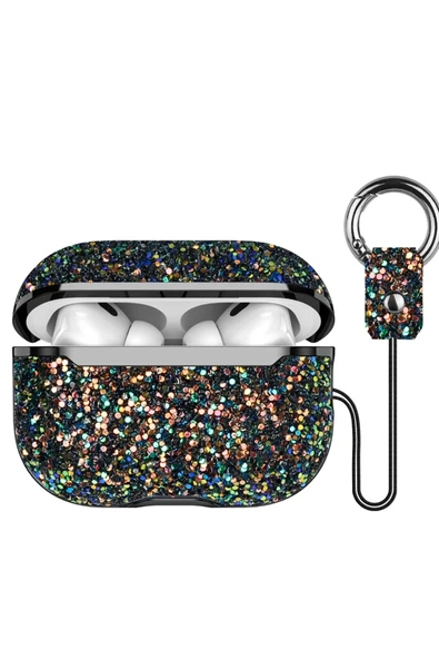 Mey İthalat®   Airpods 2 (2.nesil) Bright Simli Airpods Kapak - Siyah ürün görseli 1