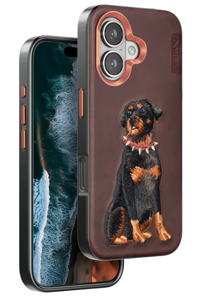 Mey İthalat®   iPhone 16 Perma Desenli Kapak - Koyu Kahve ürün görseli 1