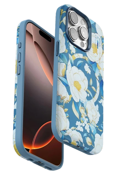 Mey İthalat®   iPhone 15 Pro Max Flower Series Magsafe Kapak - Mavi ürün görseli 1