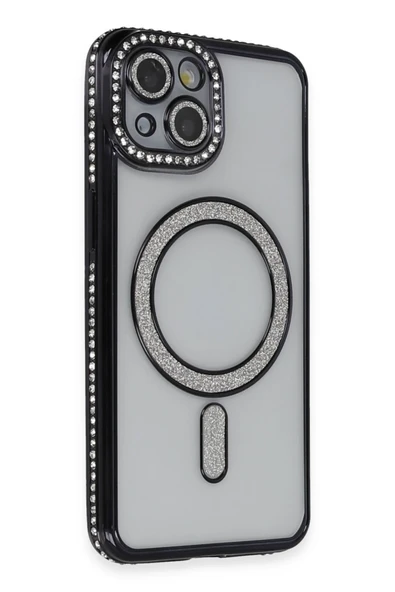 Mey İthalat®   iPhone 13 Kılıf Joke Simli Magneticsafe Kılıf - Siyah ürün görseli 1