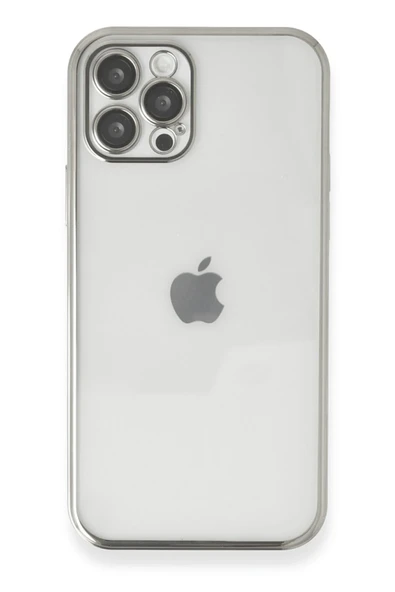 Mey İthalat®   iPhone 12 Pro Kılıf  Lensli Silikon - Gümüş ürün görseli 1