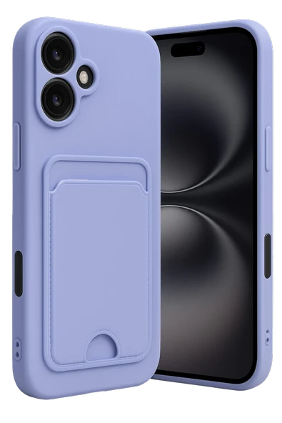 Mey İthalat®   iPhone 16 Kılıf Kelvin Kartvizitli Silikon - Lila ürün görseli 1