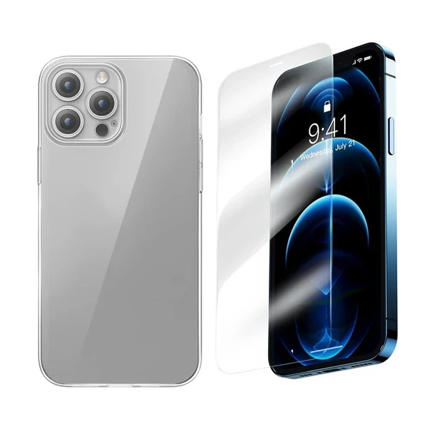 Baseus iPhone 15 Pro Max Corning Serisi Silikon Kılıf + Tempered Ekran Koruyucu Set-1852 ürün görseli 1