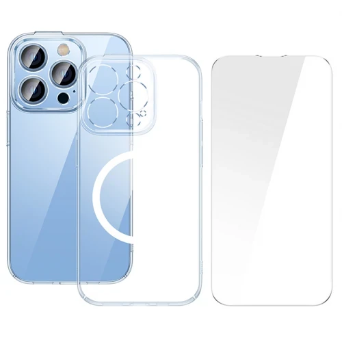 Baseus iPhone 15 Pro Crystal Serisi Manyetik Magsafe Silikon Kılıf + Tempered Ekran Koruyucu Set-1852 ürün görseli 1