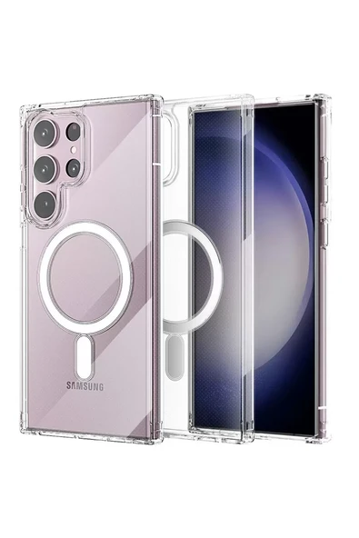 Newface Samsung Galaxy S23 Ultra Kılıf Magneticsafe Şeffaf Silikon - Şeffaf ürün görseli 1