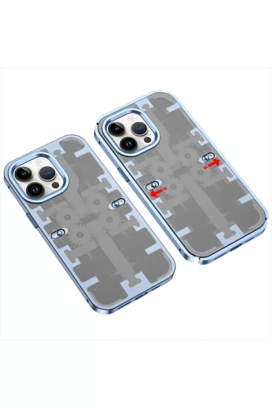 Newface Apple iPhone 14 Pro Kılıf Mekanik Bumper Kapak - Mavi ürün görseli 1