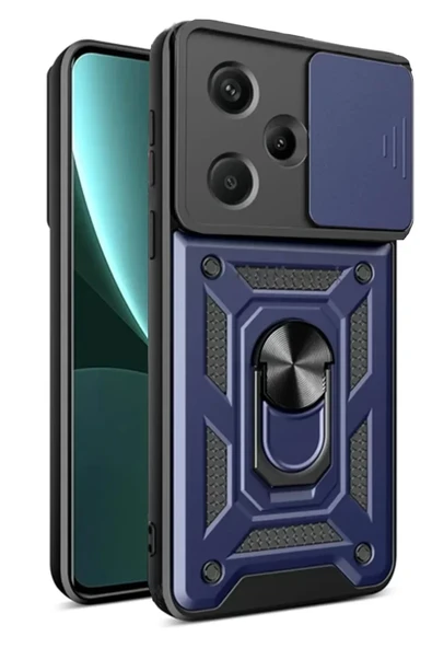 Newface Xiaomi Redmi Note 13 Pro Plus Kılıf Pars Lens Yüzüklü Silikon - Lacivert ürün görseli 1