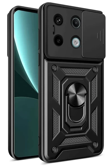 Newface Xiaomi Redmi Note 13 Pro 4G Pars Lens Yüzüklü Silikon - Siyah ürün görseli 1