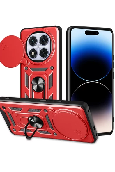 Newface Xiaomi Redmi Note 14 Pro Plus Kılıf Pars Lens Yüzüklü Silikon - Kırmızı ürün görseli 1