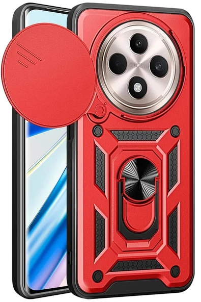 Newface Xiaomi Redmi 14C Kılıf Pars Lens Yüzüklü Silikon - Kırmızı ürün görseli 1