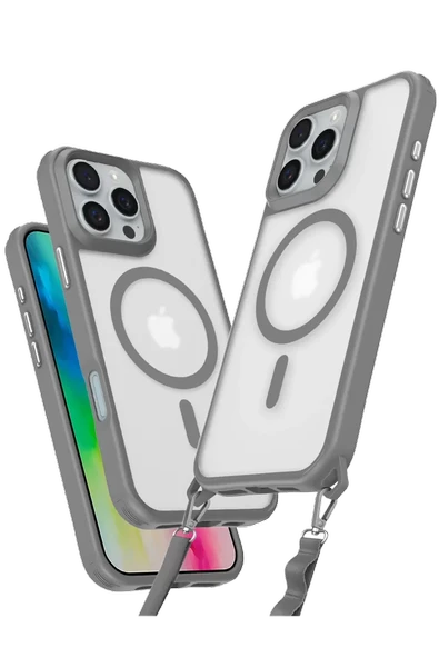Newface Apple iPhone 16 Pro Max Kılıf Enka Magsafe Silikon Kılıf - Titan Gri ürün görseli 1