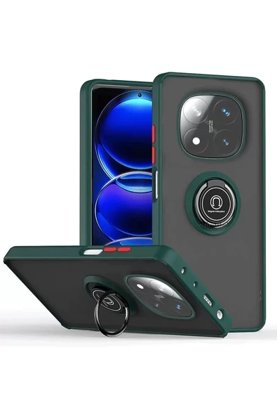 Newface Xiaomi Redmi Note 14 Pro 4G Kılıf Montreal Yüzüklü Silikon Kapak - Yeşil ürün görseli 1
