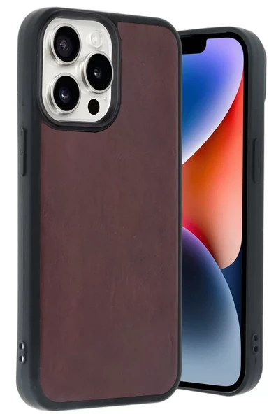 Newface Apple iPhone 14 Pro Max Kılıf Aras Deri Kapak - Bordo ürün görseli 1