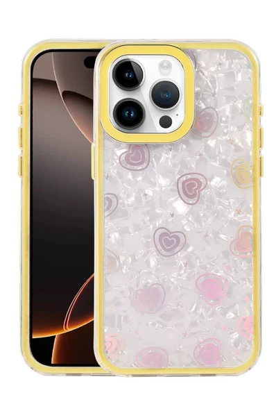 Newface Apple iPhone 15 Pro Max Lumi Desenli Kapak - Sarı ürün görseli 1
