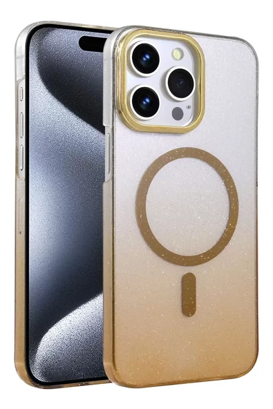 Newface Apple iPhone 14 Pro Max Glossy Magsafe Kapak - Çöl Titanyum ürün görseli 1