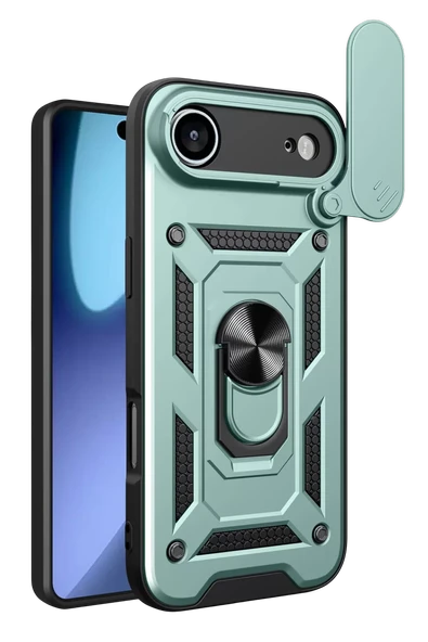 Newface Apple iPhone 17 Air Pars Lens Yüzüklü Silikon - Yeşil ürün görseli 1