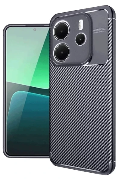 Newface Xiaomi Redmi Note 14 4G Kılıf Auto Focus Karbon Kapak - Lacivert ürün görseli 1