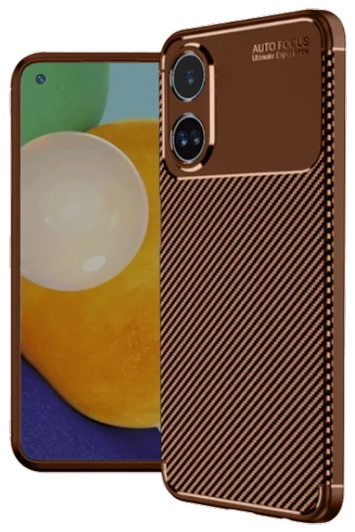 Newface Oppo A38 Kılıf Auto Focus Karbon Kapak - Kahverengi ürün görseli 1
