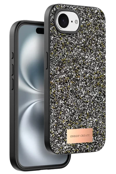 Onegif Apple iPhone 16E Bright Simli Kapak - Gümüş ürün görseli 1
