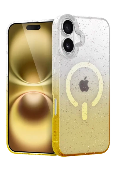 Newface Apple iPhone 16 Plus Pummel Shiny Magsafe Kapak - Gold ürün görseli 1