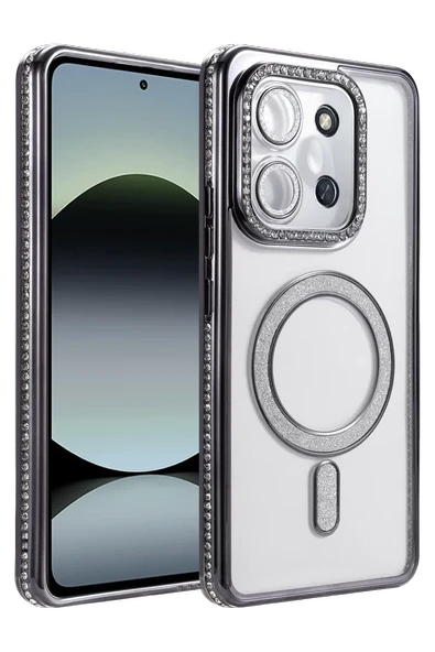 Newface Xiaomi Redmi 15C 4G Joke Simli Magneticsafe Kılıf - Siyah ürün görseli 1