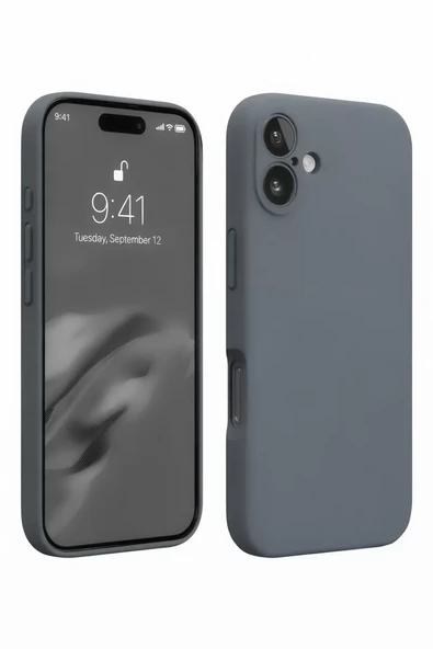 Newface Apple iPhone 16 Plus Kılıf Nano içi Kadife Silikon - Gri ürün görseli 1