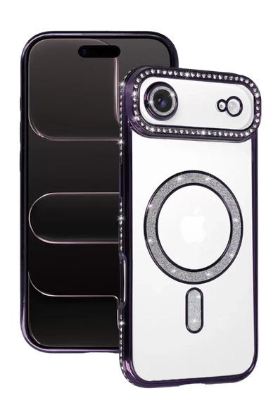 Newface Apple iPhone 17 Air Joke Simli Magneticsafe Kılıf - Derin Mor ürün görseli 1