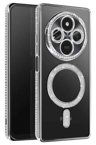 Newface Xiaomi Redmi 14C Joke Simli Magneticsafe Kılıf - Gümüş ürün görseli 1