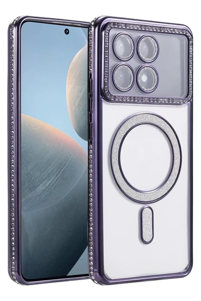 Newface Xiaomi Poco X6 Pro Joke Simli Magneticsafe Kılıf - Derin Mor ürün görseli 1