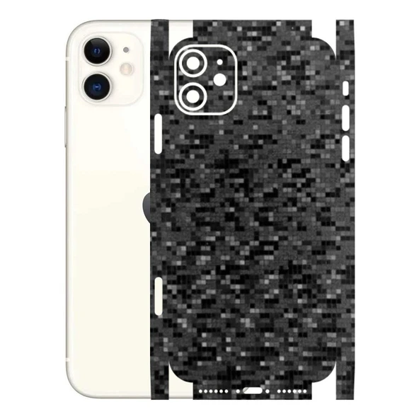 Iphone 11 ile Uyumlu 360 Arka Kaplama   Pixel Desenli Siyah ürün görseli 1