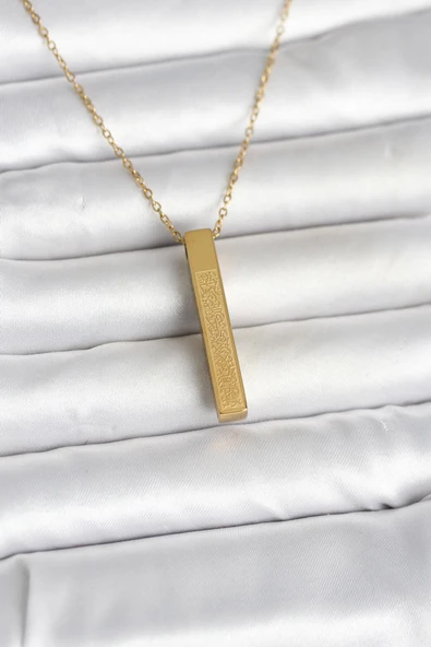 Gold Renk Ayetel Kürsi Yazılı Bar Çubuk Kolye - EBJ260418W41931 ürün görseli 1