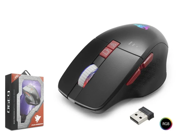 G390 Kablosuz Şarjlı Gaming Mouse 1600 Dpi Sessiz Rgb - Siyah ürün görseli 1