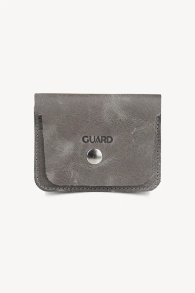 Guard Gri Crazy Hakiki Deri Patlı ve Çıtçıtlı Kredi Kredi Kartlık - GRD260313WT805 ürün görseli 1