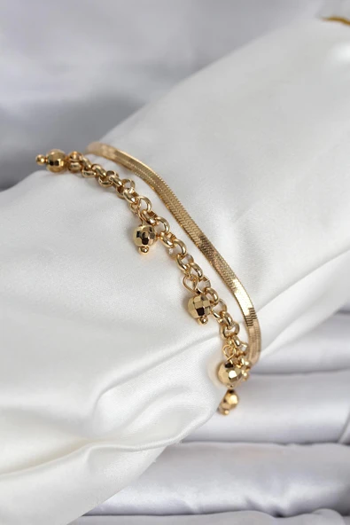 Gold Renk Dorika ve İtalyan Zincirli Model Kadın Bileklik - EBJ260418W41862 ürün görseli 1