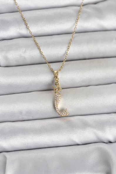 316L Çelik Zincir Gold Renk Zirkon Taşlı Deniz Kızı Model Kadın Kolye - TJ-BKO11024 ürün görseli 1