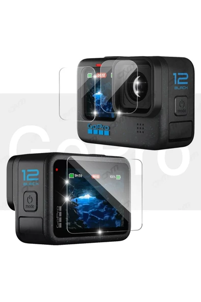 Mettzchrom Gopro 12 Için  Uyumlu Cam Ekran Koruyucu Ön Arka LCD Ekran Lens Koruyucu Kırılmaz Cam ürün görseli 1