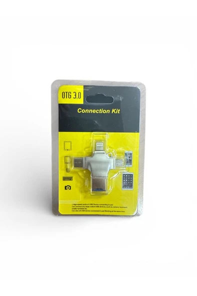 Mettzchrom micro sd kart okuyucu metal kasa Type-c, Lightning, Usb, Micro usb çevirici adaptör ürün görseli 1