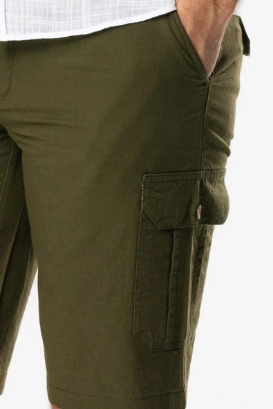 Ege Gabardin Kargo Cepli Şort Haki Hk - Resim 3