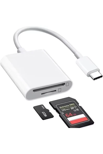 Mettzchrom iphone 15 / 16 / 17 serilerine uyumlu Sd Kart Hafıza Kart okuyucu Type-c SD Micro Sd Kart Okuyucu ürün görseli 1